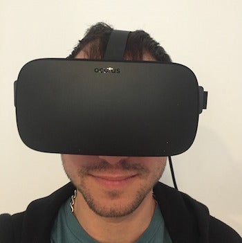 Oculus Rift worn by a colleague