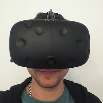 HTC Vive worn by a colleague