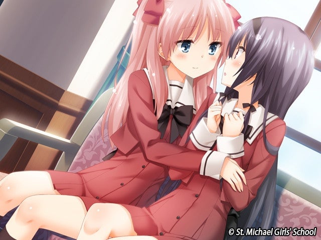 A screen shot from A Kiss For The Petals, one of MangaGamer’s tamer games available on Steam.