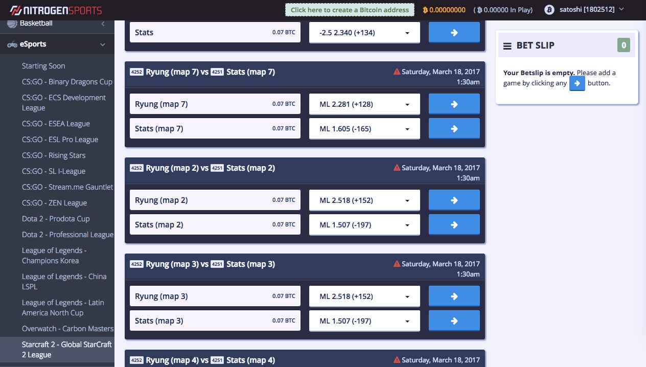 Nitrogen Sports, an online sports betting site that deals in bitcoin, also includes esports in its purview.