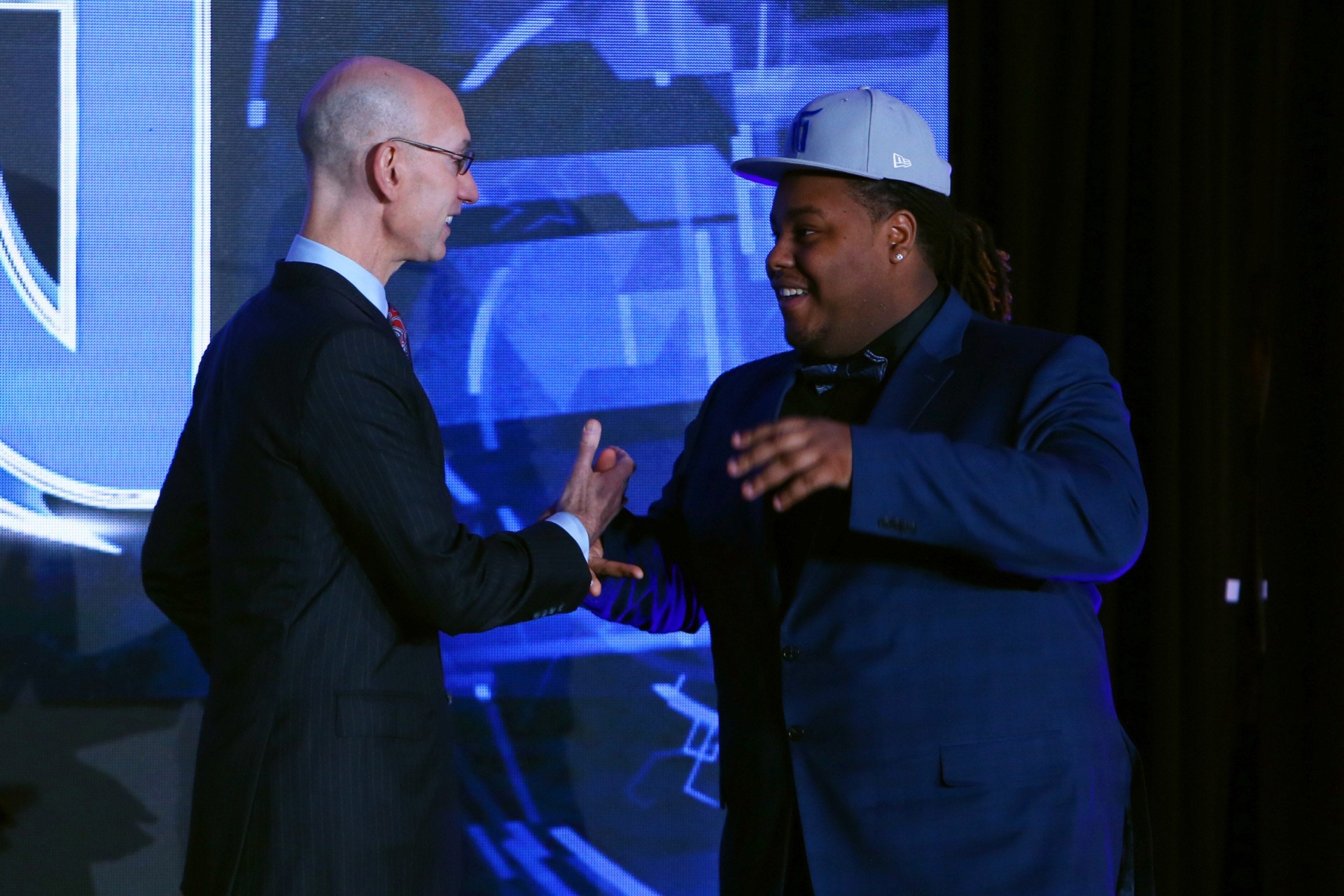 Silver congratulating Artreyo “Dimez” Boyd, the No. 1 overall pick.