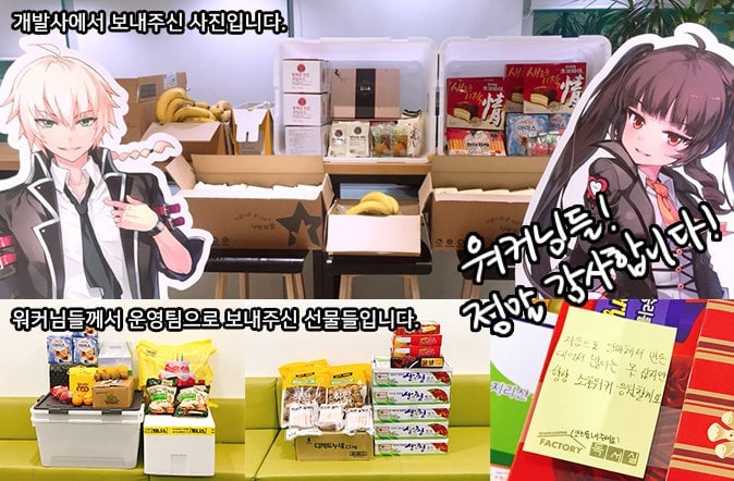 Snacks sent to SoulWorkers’ studio.
