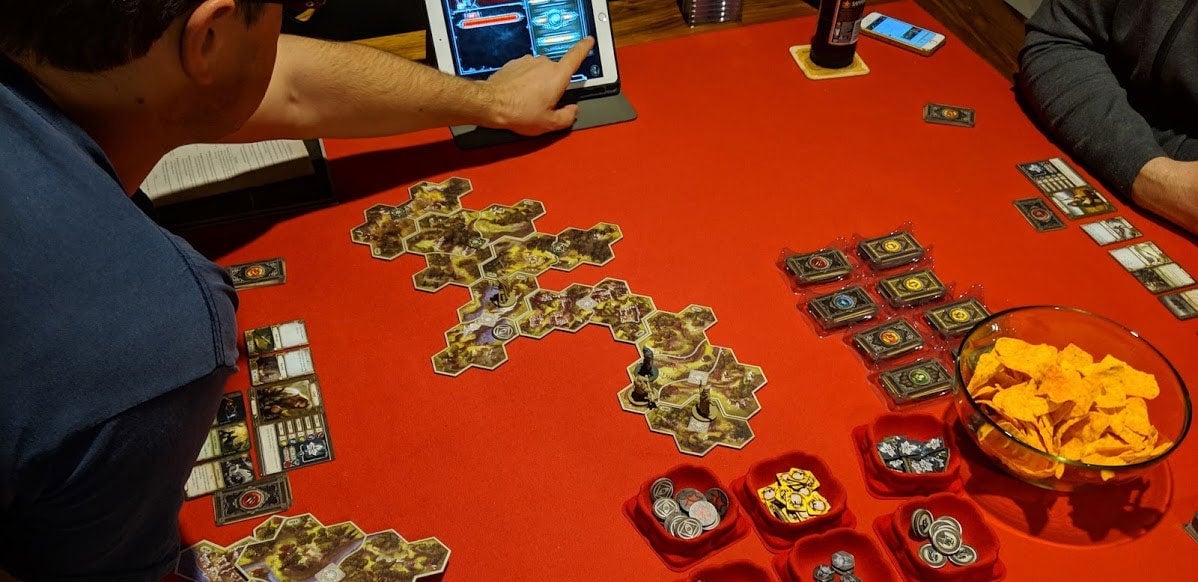 One downside of the app is that there’s a lot of reaching across the table to input data.