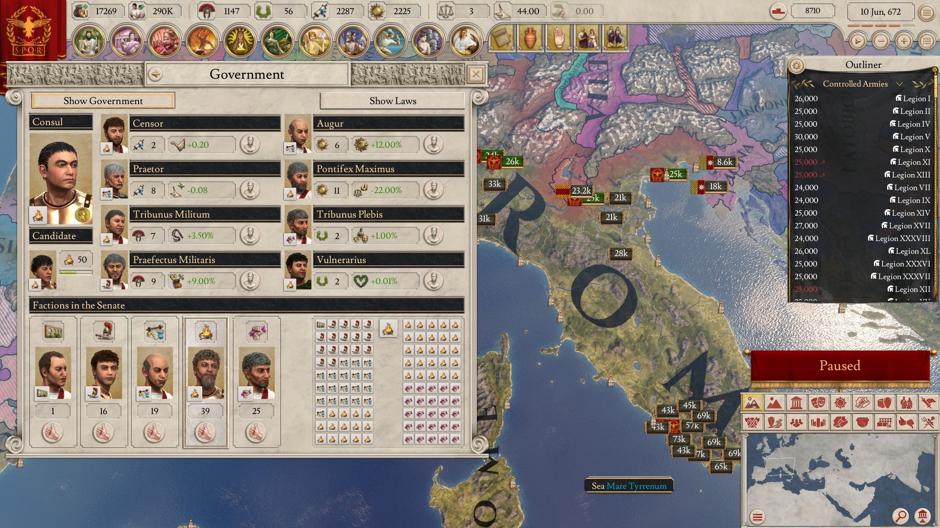 The government screen is the apex of the game’s character system, where you need to track the loyalty of each man and faction close to you.
