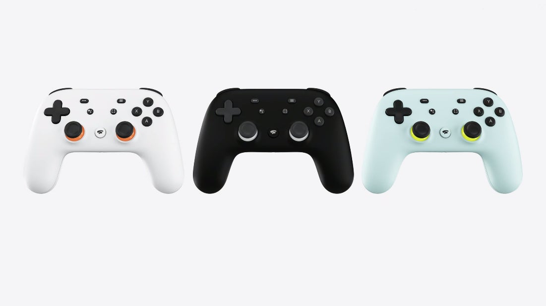 The actual Google Stadia controllers revealed at GDC 2019.