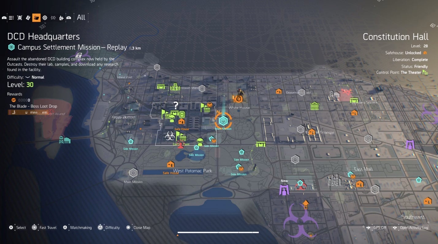 A huge swath of the real DC is explorable in the game.
