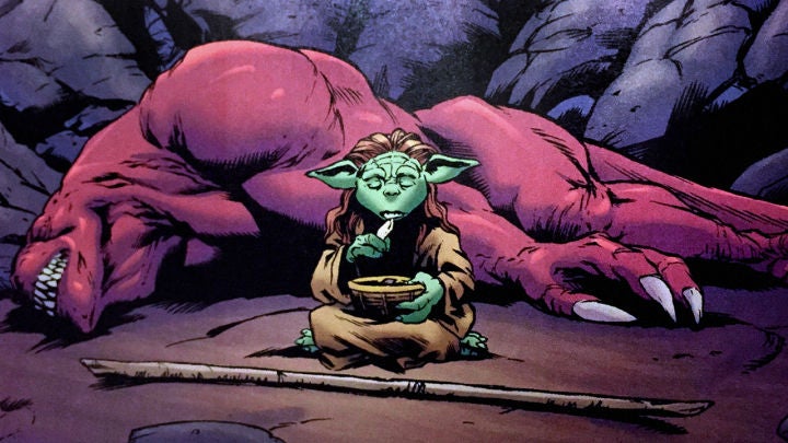 Yaddle chilling after killing a big alien monster. 