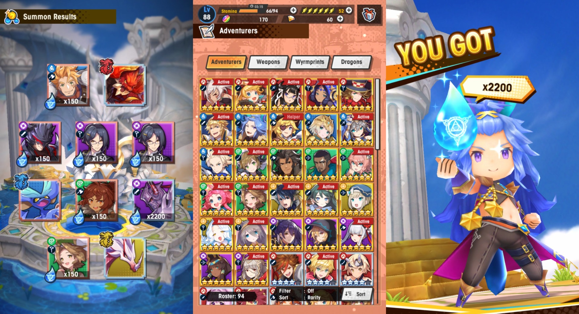 Left: Dupes Middle: My characters Right: My most recent pull, another dupe