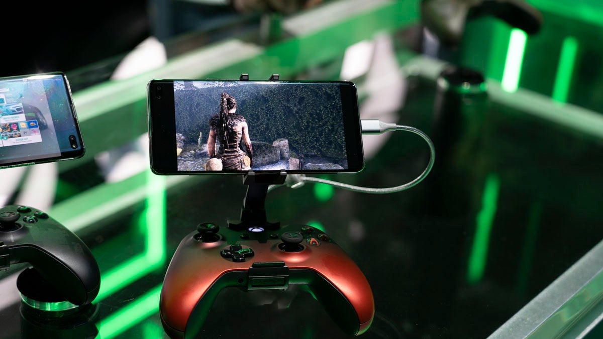 The Project xCloud set-up on Sunday, before they started hard-wiring them to the internet.