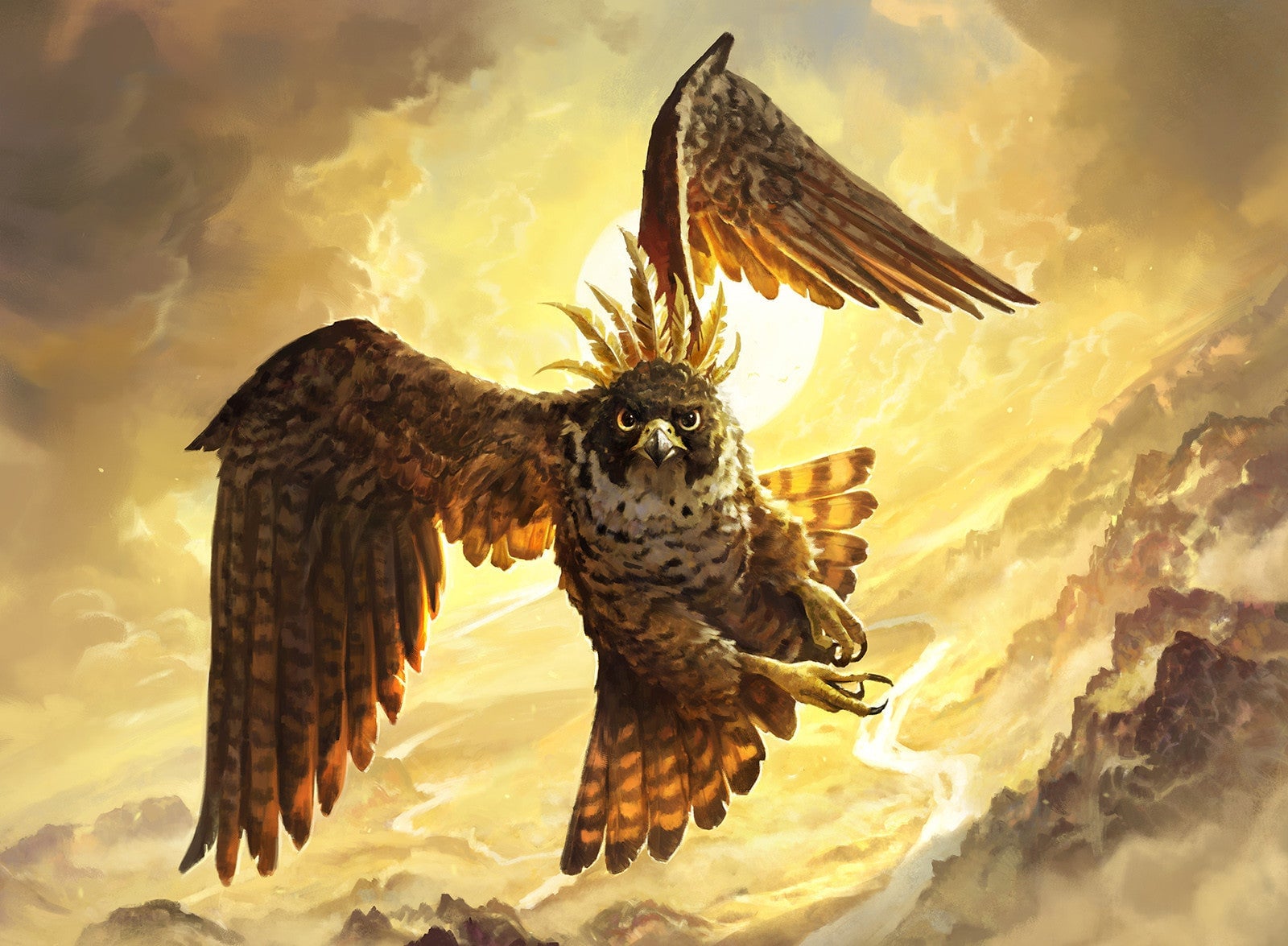 Canavan’s illustration for Rustwing Falcon, a Magic: The Gathering card