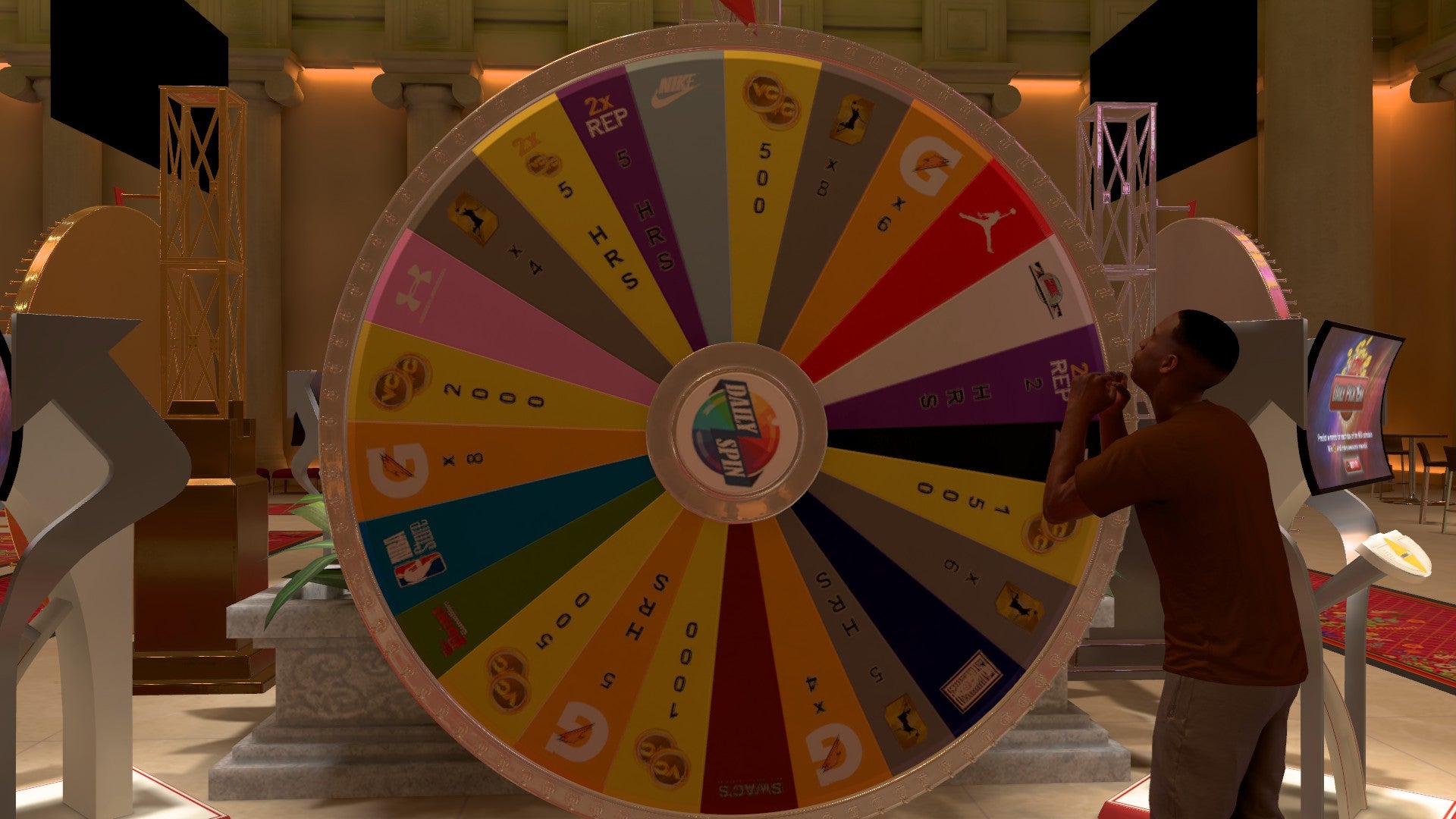 This is always the single grossest NBA 2K screenshot, but this wheel is actually dishing out free stuff