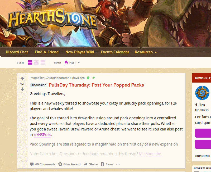 The most common topic on r/Hearthstone right now is about jumping ship