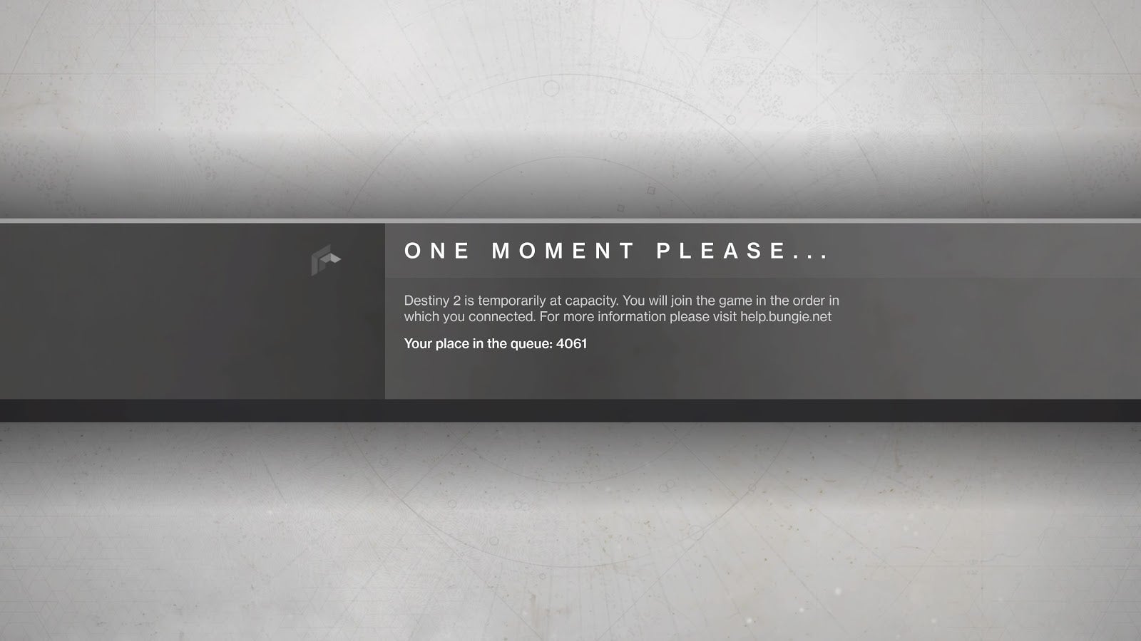 One of the error messages appearing on Destiny 2: Shadowkeep’s launch day. The number would tick down, then tick back up, eventually reporting that that the servers were down. 
