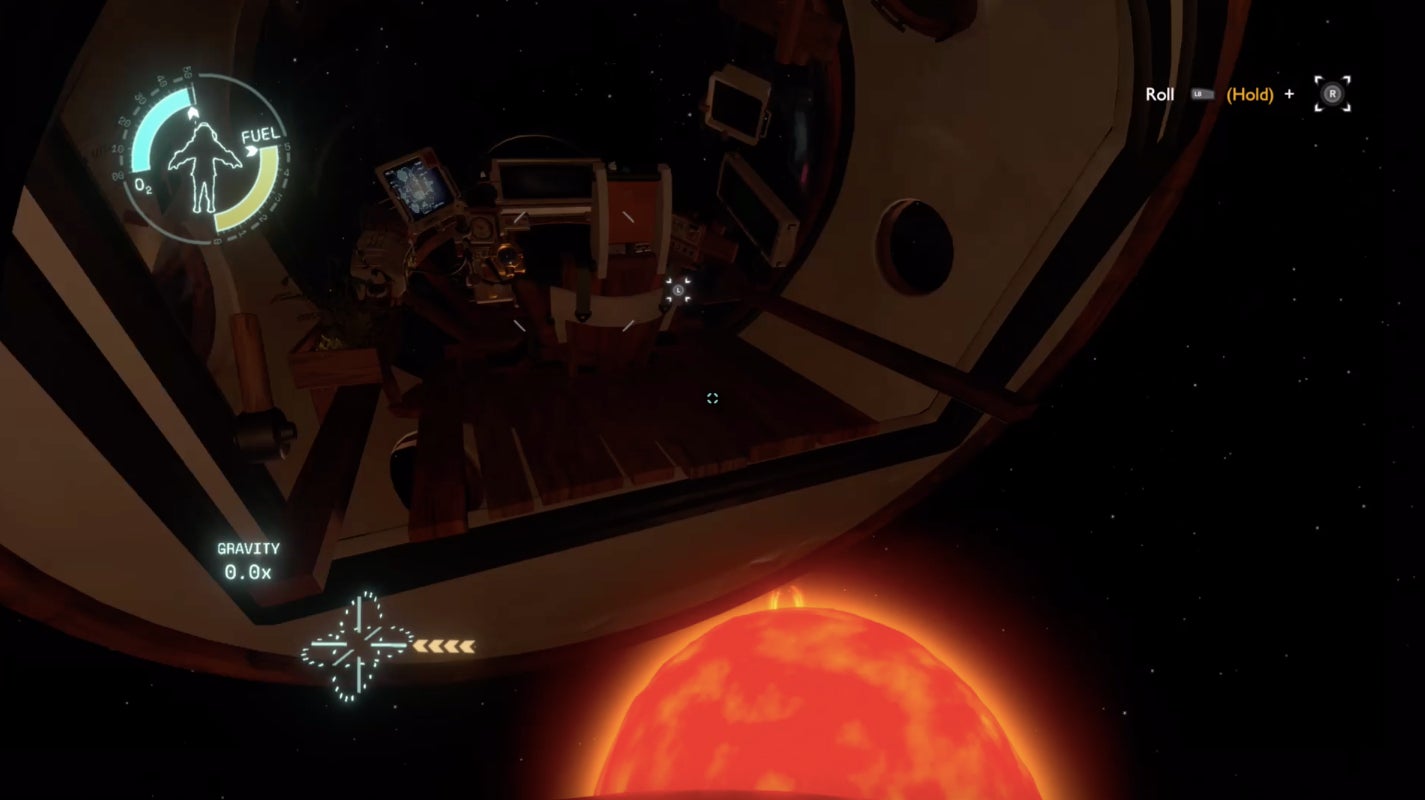 Pressing eject and then slipping out the cockpit. Not the best Outer Wilds survival strategy.