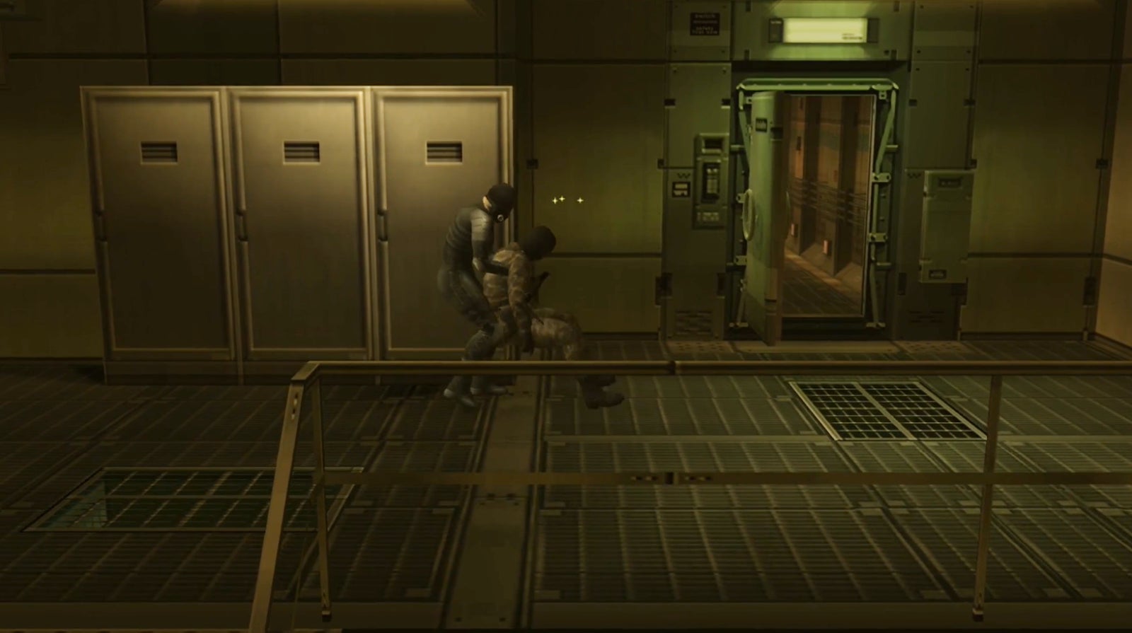 Stuffing enemies in lockers during Raiden’s initial infiltration prevents them from waking up before the elevator arrives. 