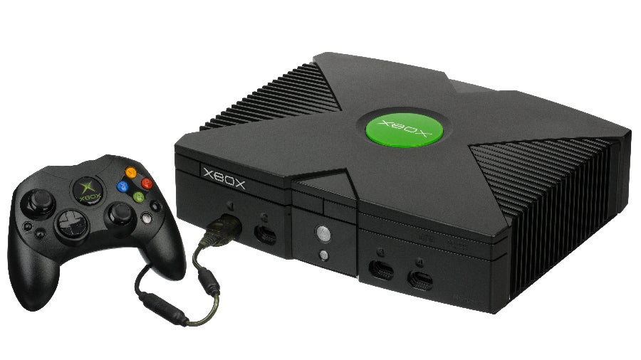 Original Microsoft Xbox console with the smaller Type-S controller.