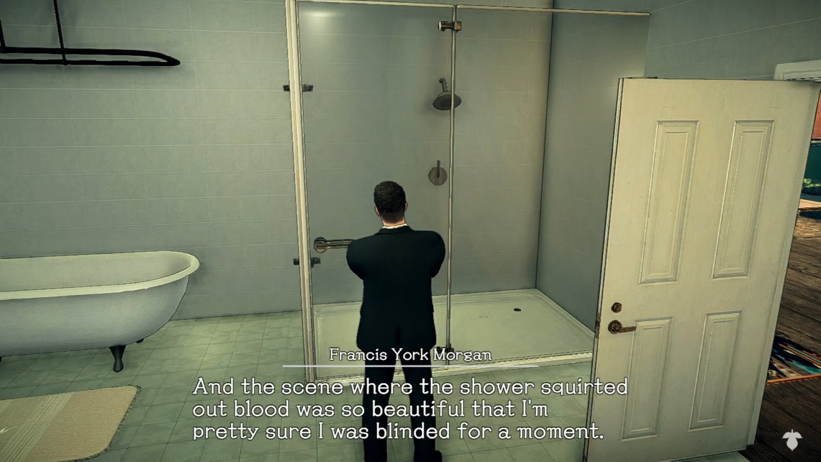 I love this. Just a random quest earned by checking the shower. 