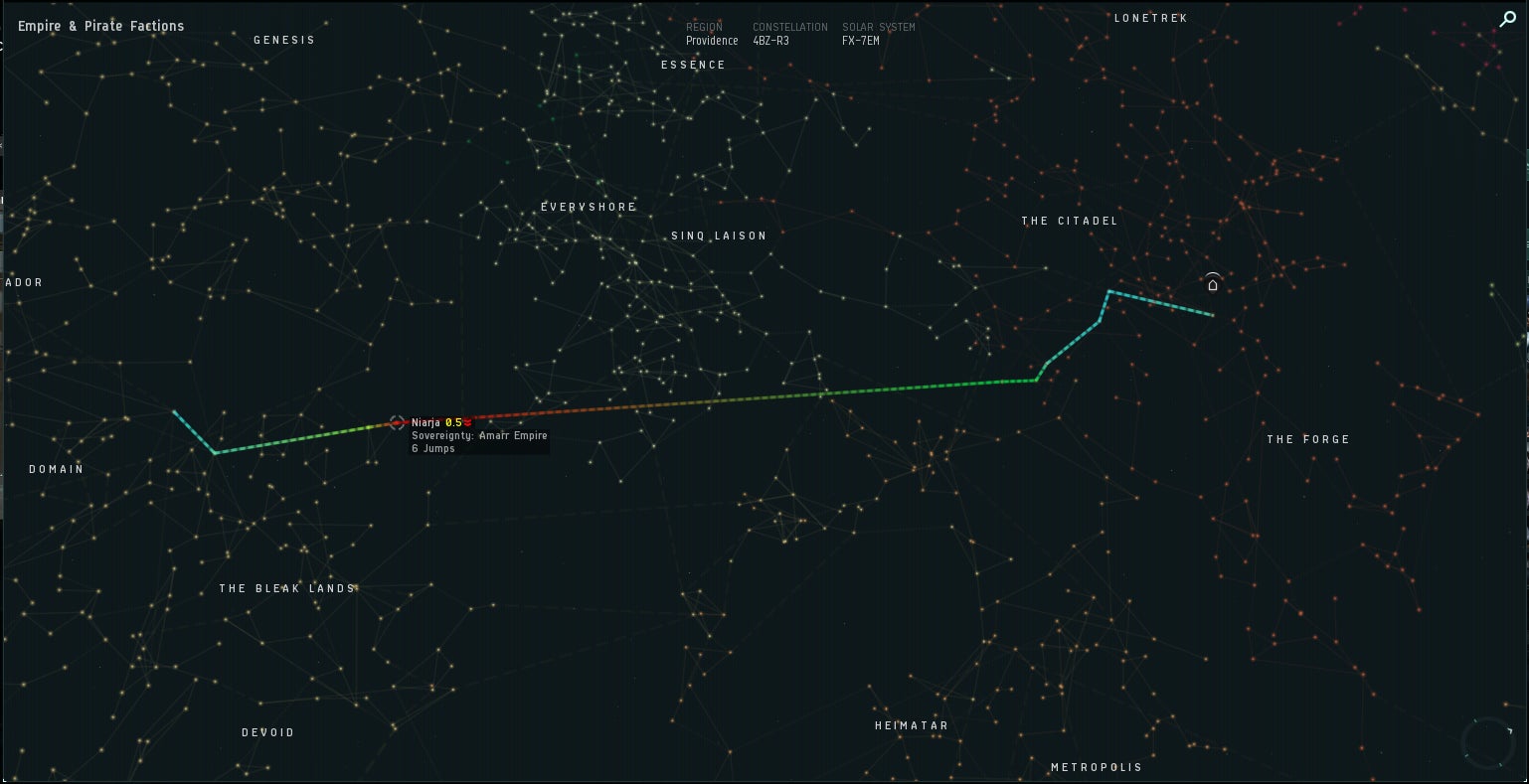 Amarr  Jita trade route before the fall of Niarja