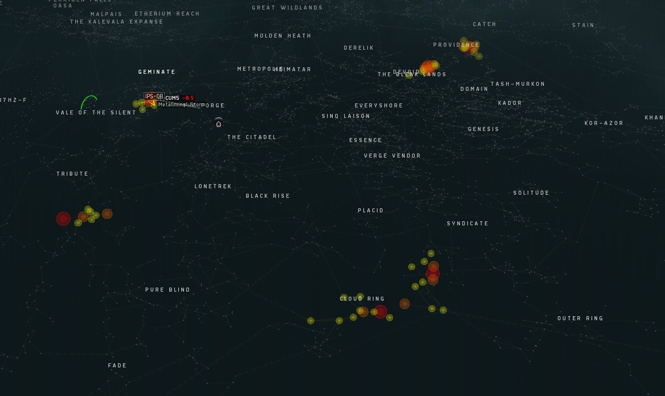 Metaliminal Storms around the galaxy via the in-game map.