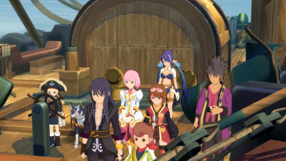 Tales of Vesperia’s ensemble cast, including Repede, the best good dog.