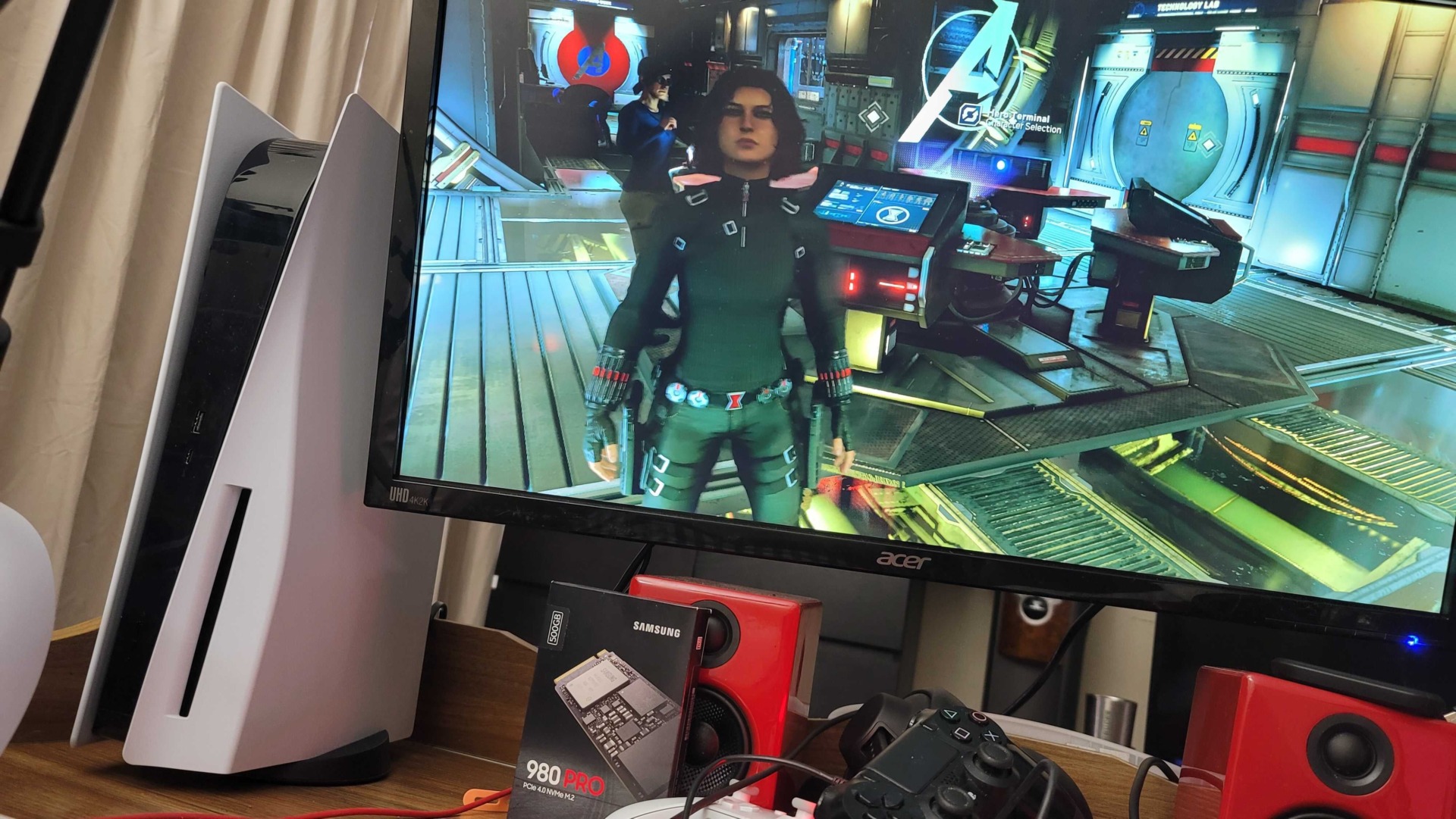 Note that Avengers is playing on the PS4 Pro in this shot. 