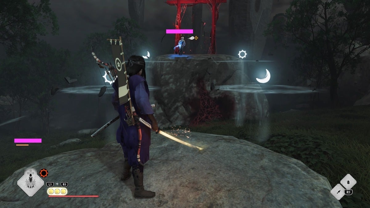 The platforming in Legends is another departure from the main game. To cross these platforms, you need to imbue your blade with otherworldly energy matching the symbol.