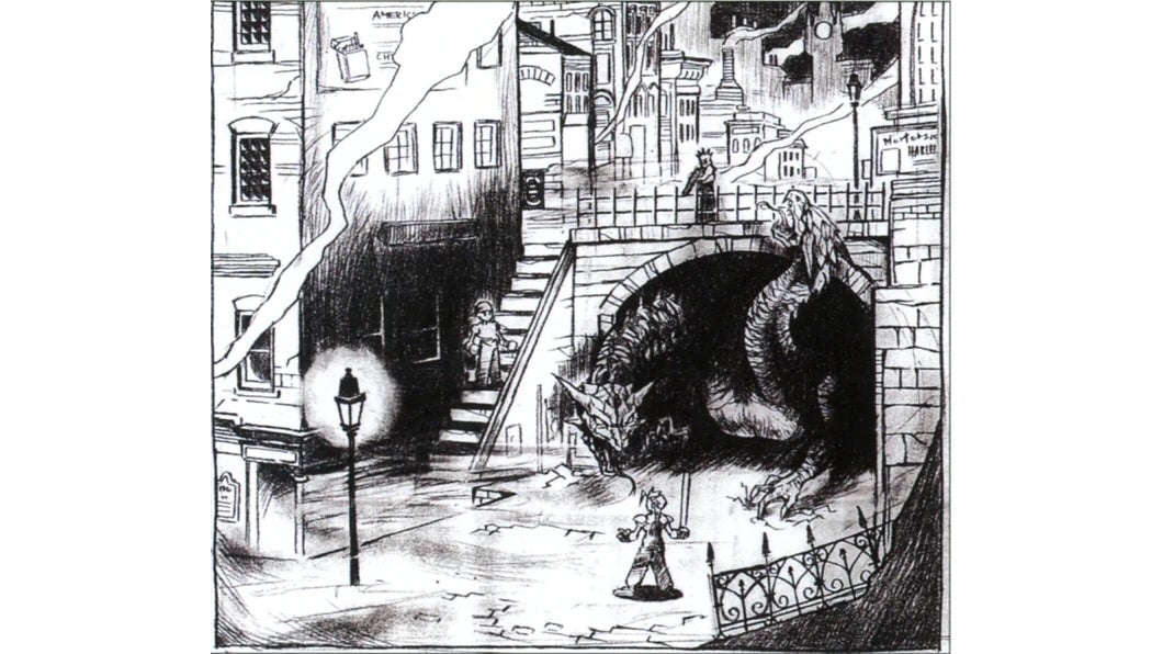 Early concept art for Final Fantasy VII’s Midgar.