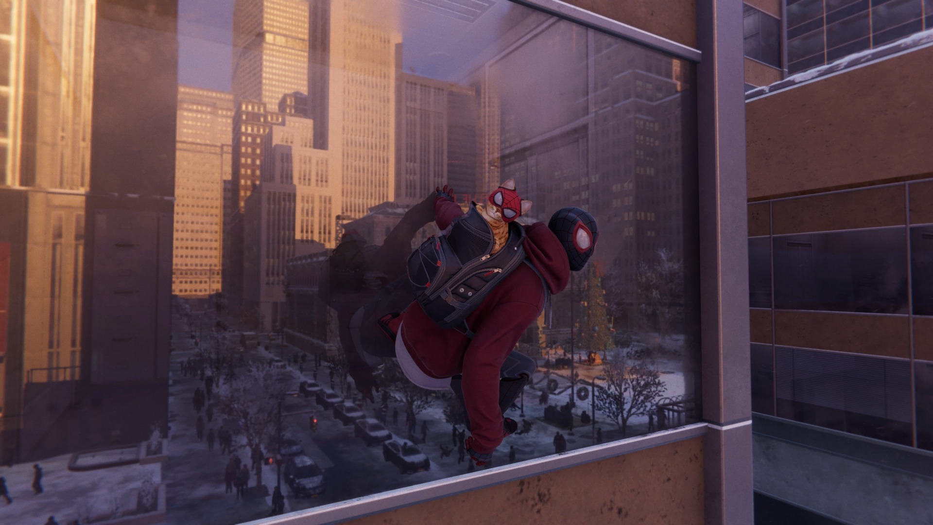 We’ll take any excuse to feature the cat suit from Spider-Man: Miles Morales. Those reflections aren’t bad, either.