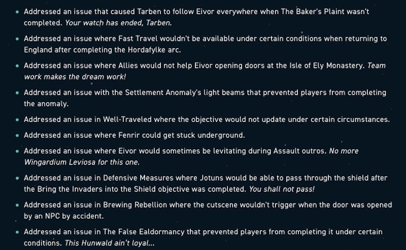 Call me a sucker, but I love the nerdy references Ubisoft works into patch notes.