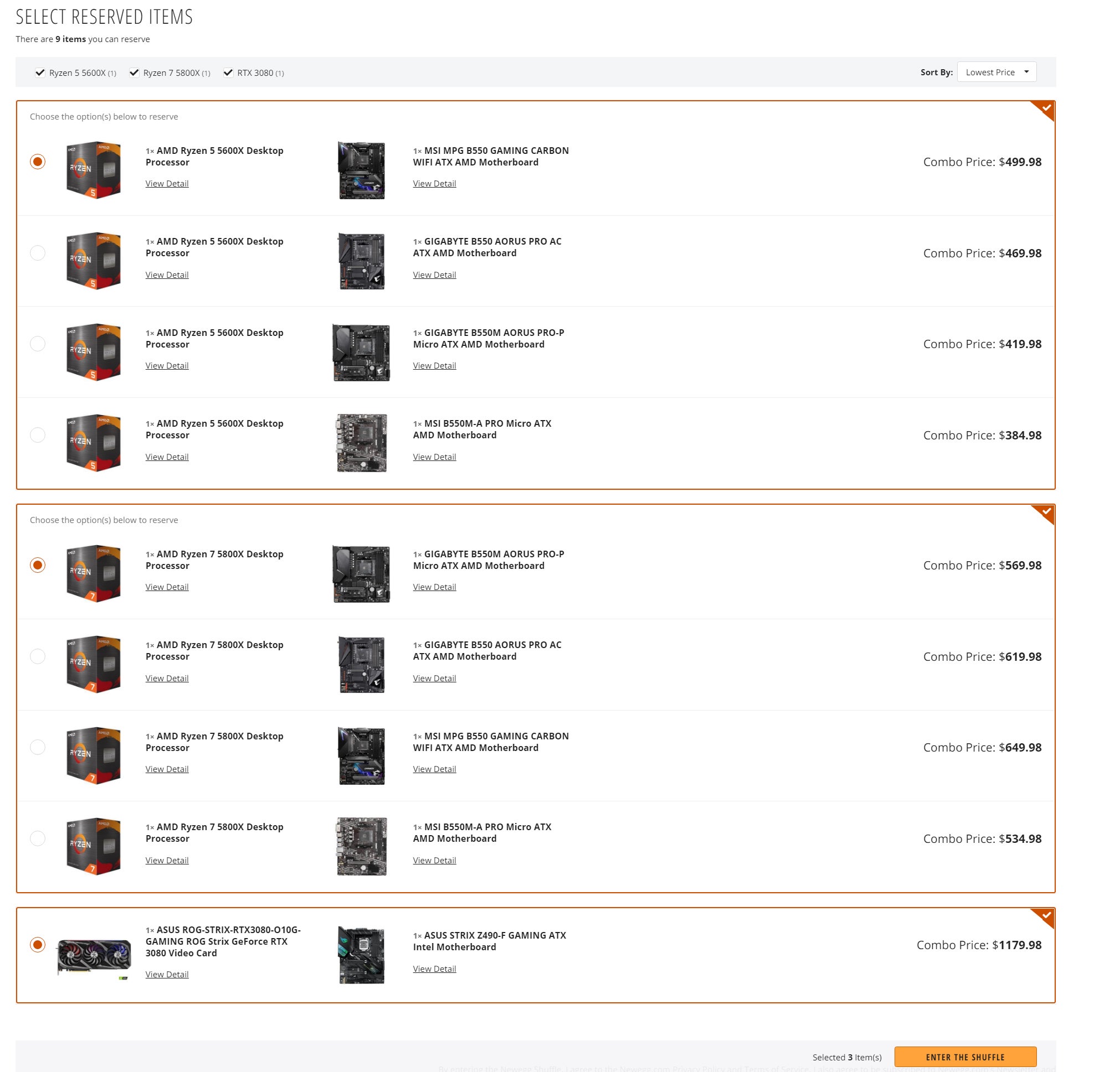Screenshot: Newegg