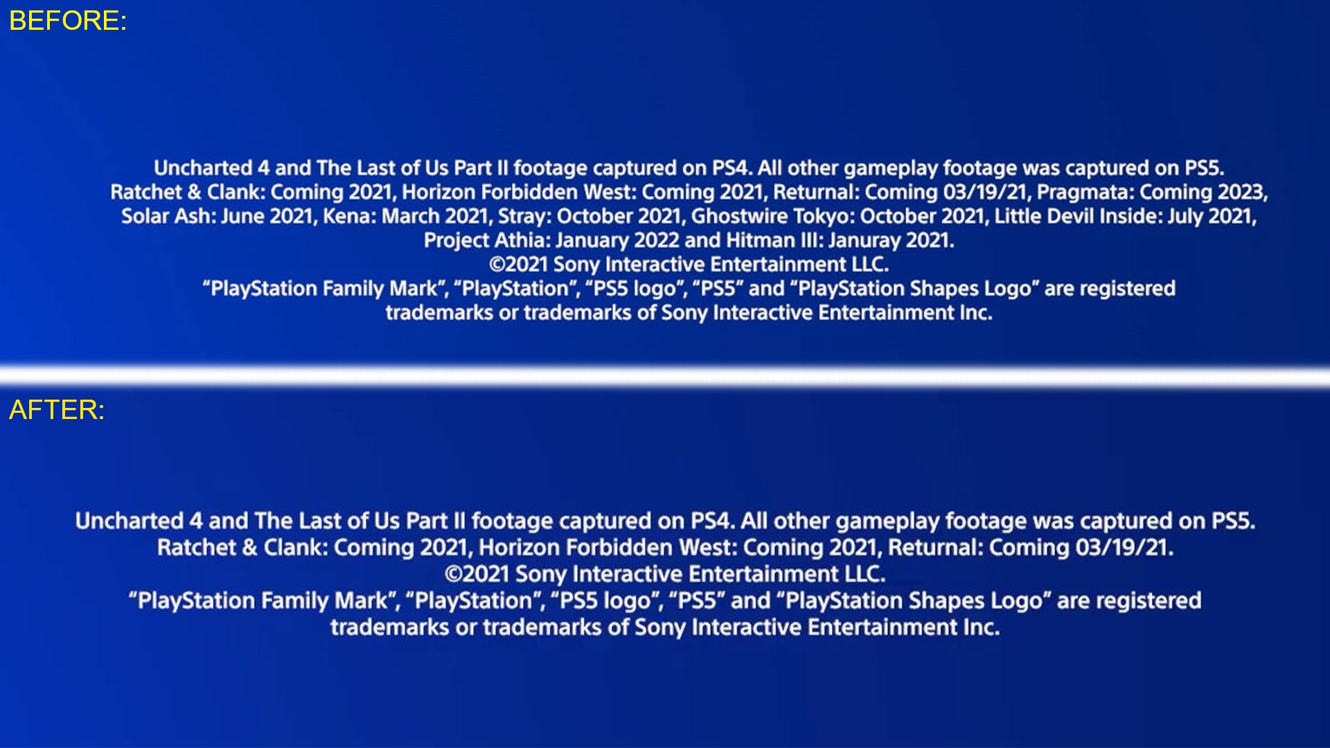 The top image was how the segment originally ended. The bottom is what it looks like now on YouTube. 