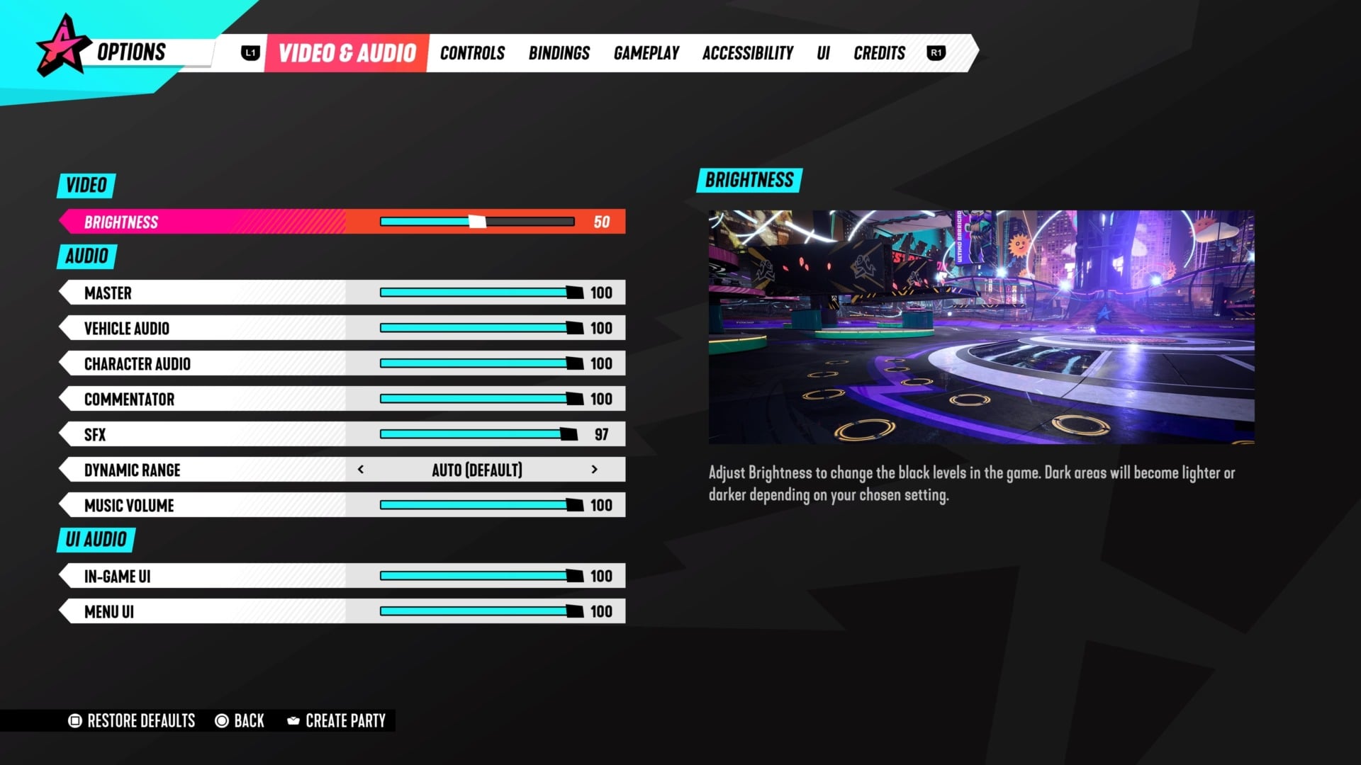 The suite of A/V options in Destruction AllStars