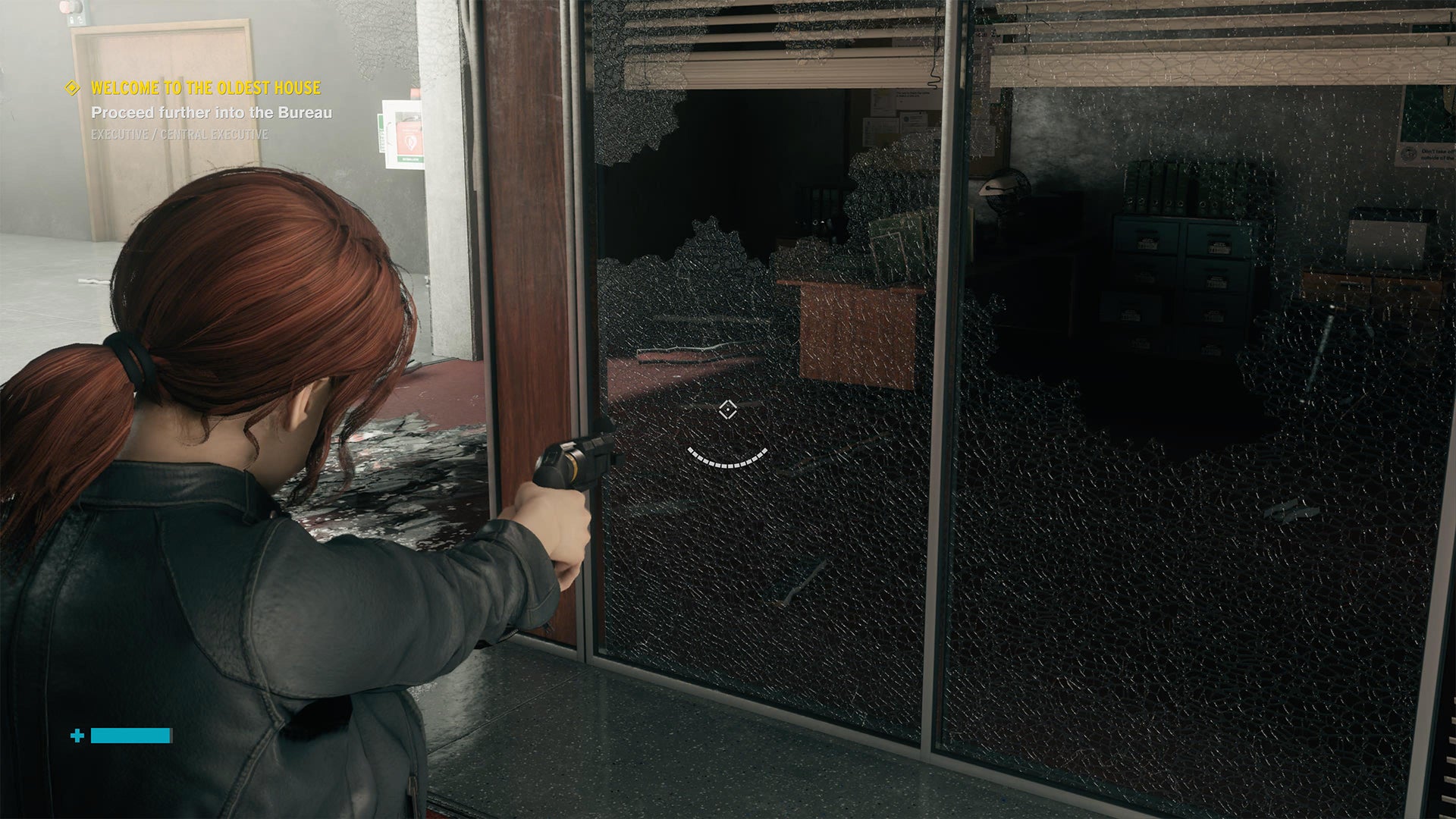 The broken glass looks nice in graphics mode. 