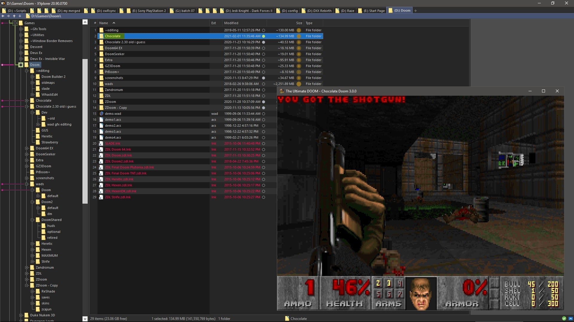 So much history in these folders. The map’s E1M7 from the 1995 Episode 1-style masterpiece Fava Beans (01fava.wad)