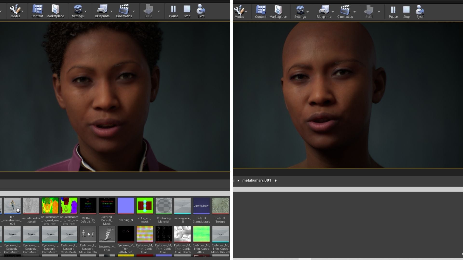 Her eyebrows are actually slightly off-center.