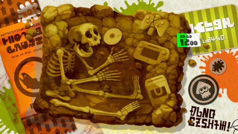 “A 12,000-year-old fossil of a creature with an odd internal skeleton. Its small skull indicates the creature was likely primitive with little intelligence. This specimen appears to have been fossilized in the middle of some kind of ritual.”