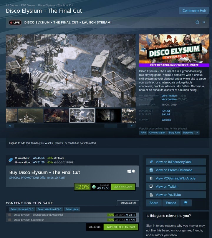 The game’s new “The Final Cut” edition is currently available to Australians on Steam.