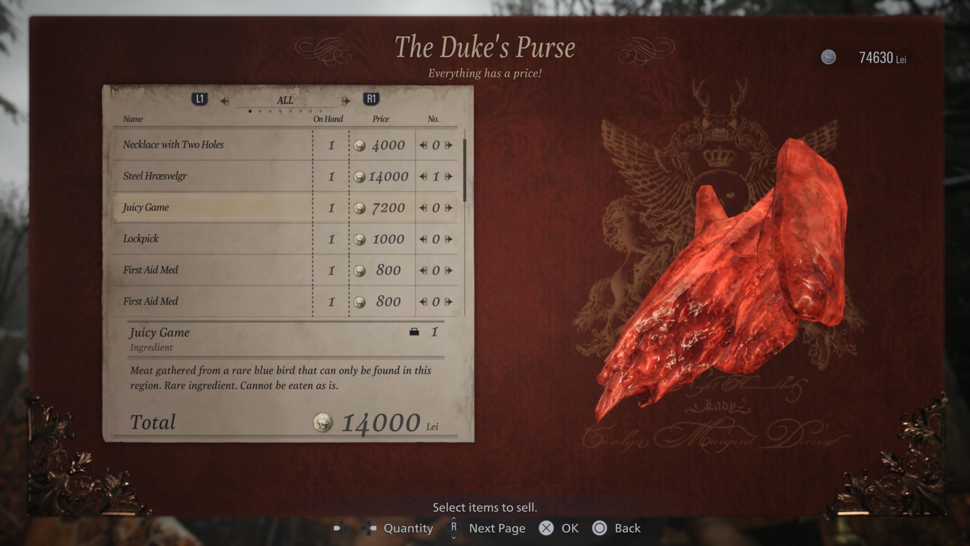 Some rarer meats can be quite valuable. 