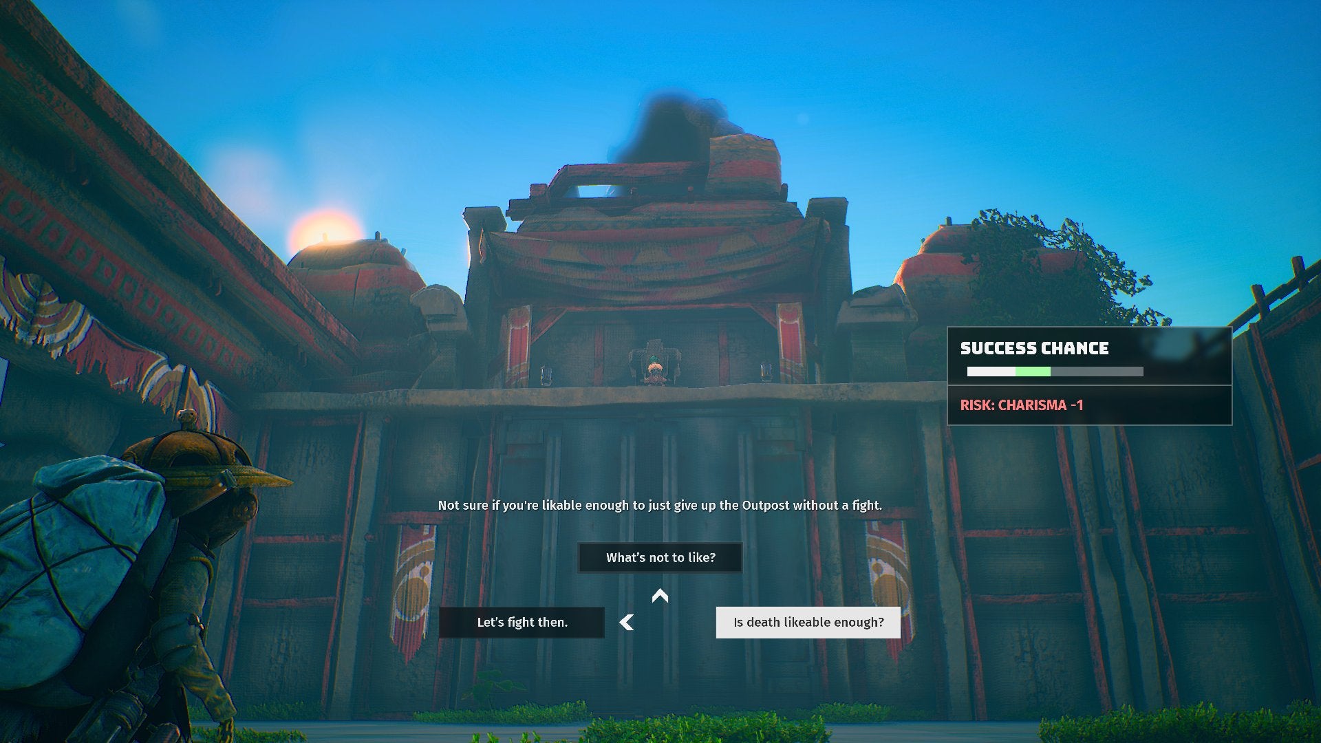 If you can pass a Charisma skill check, you’ll be able to finish outposts without a boss fight.