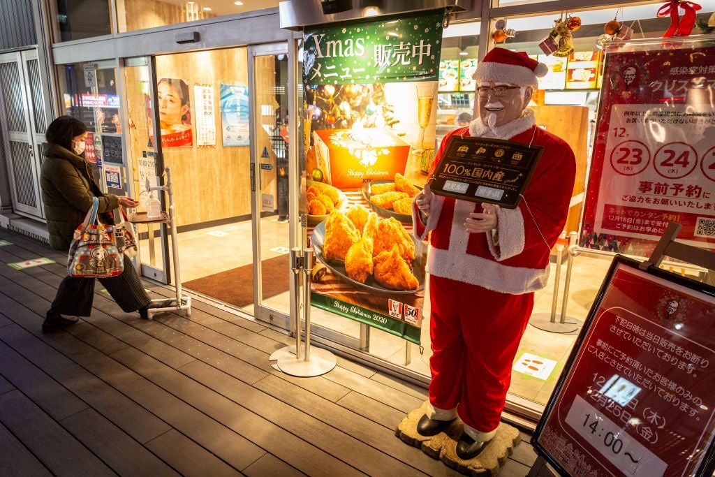 People in Japan reserve their Christmas KFC meals in advance.