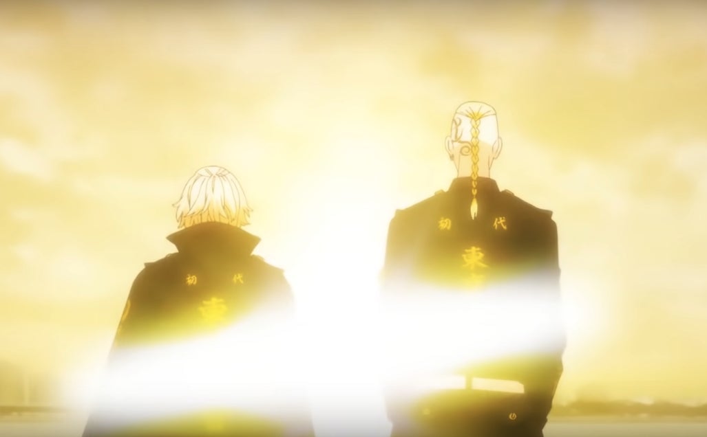 In the Crunchyroll release, the manji symbol is covered. 