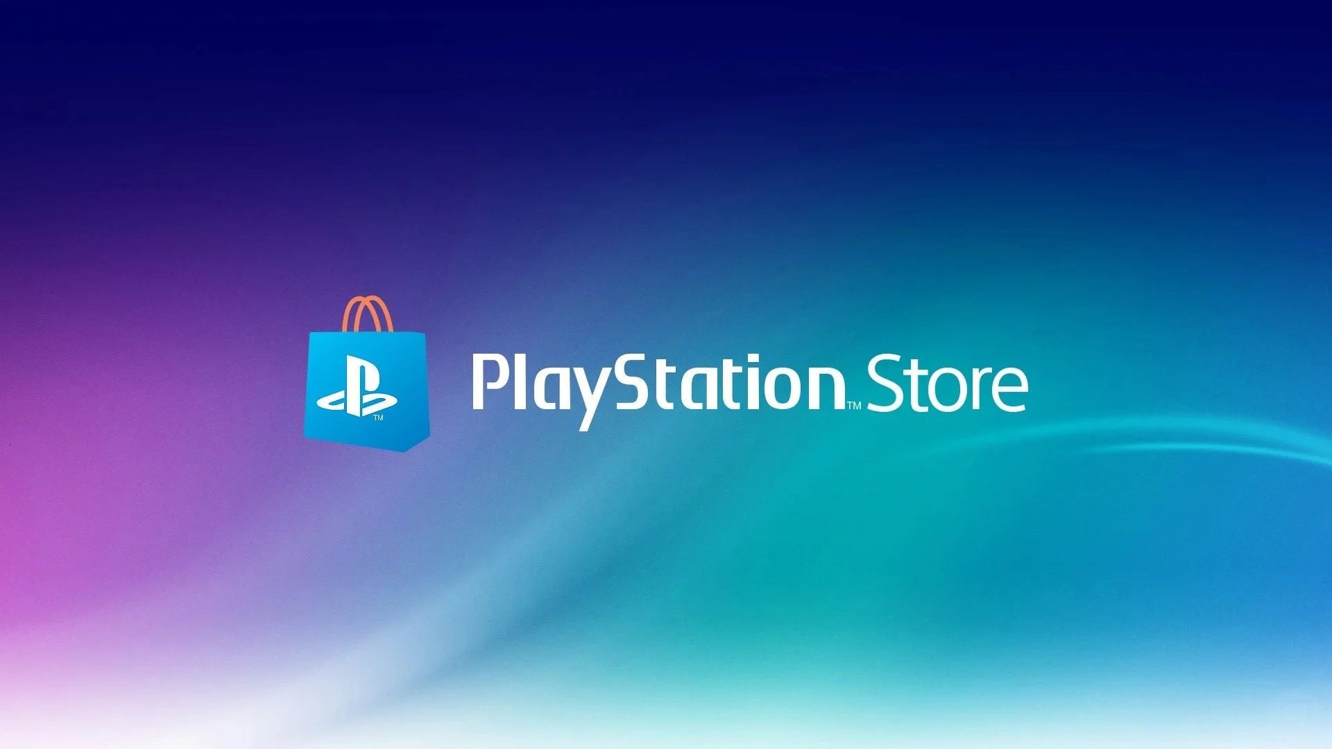 A PlayStation Store logo appears next to a shopping bag featuring the PlayStation icon amid a color background.
