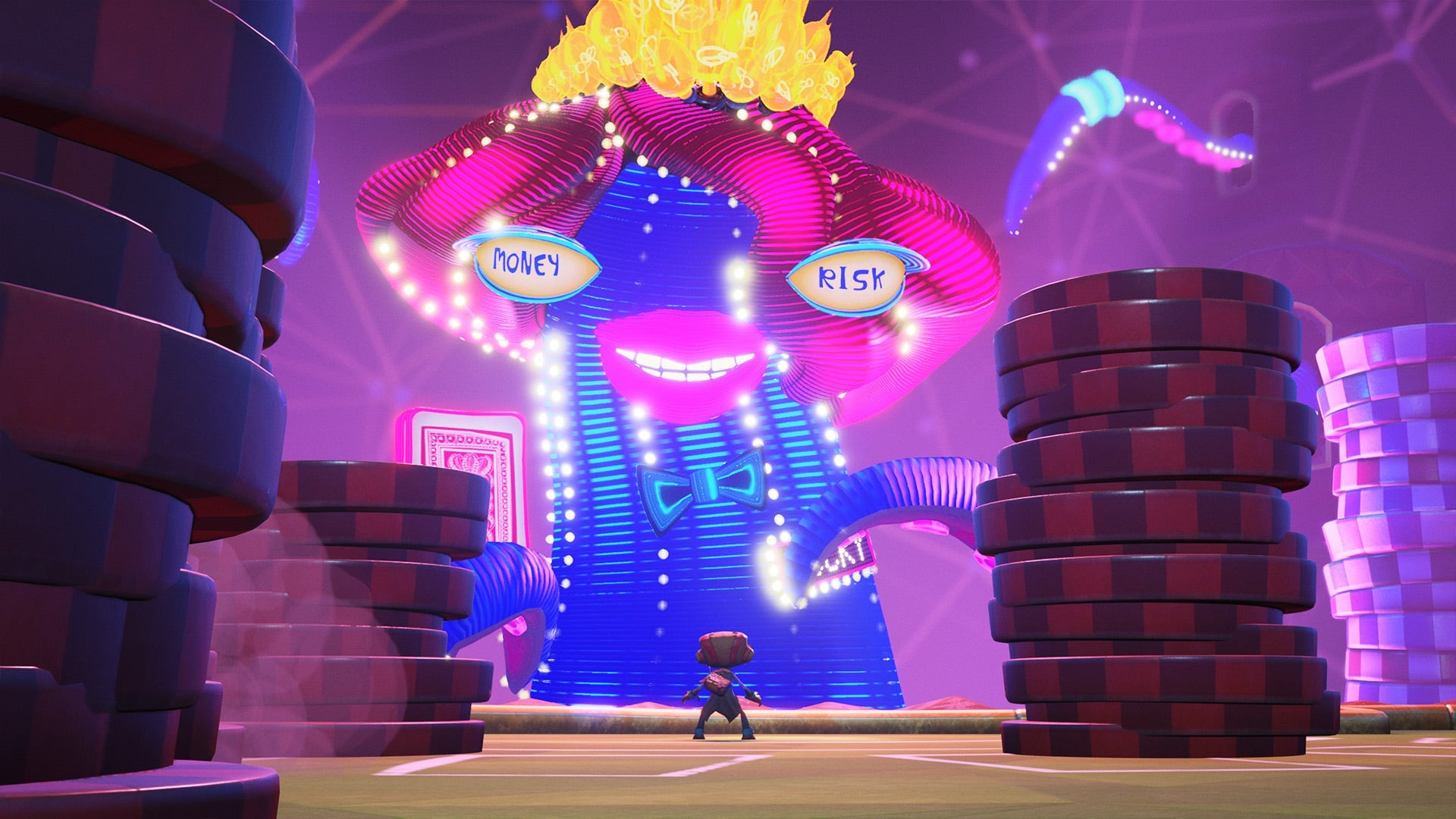 One of the very first boss fights you encounter involves a giant, neon octopus. 