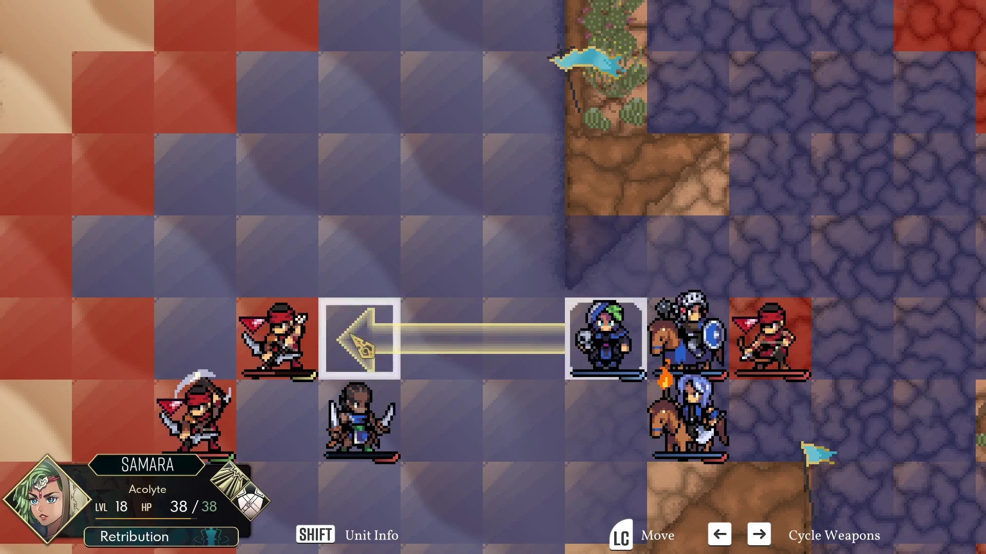 Dark Deity even has the red and blue indicators of a game like Fire Emblem