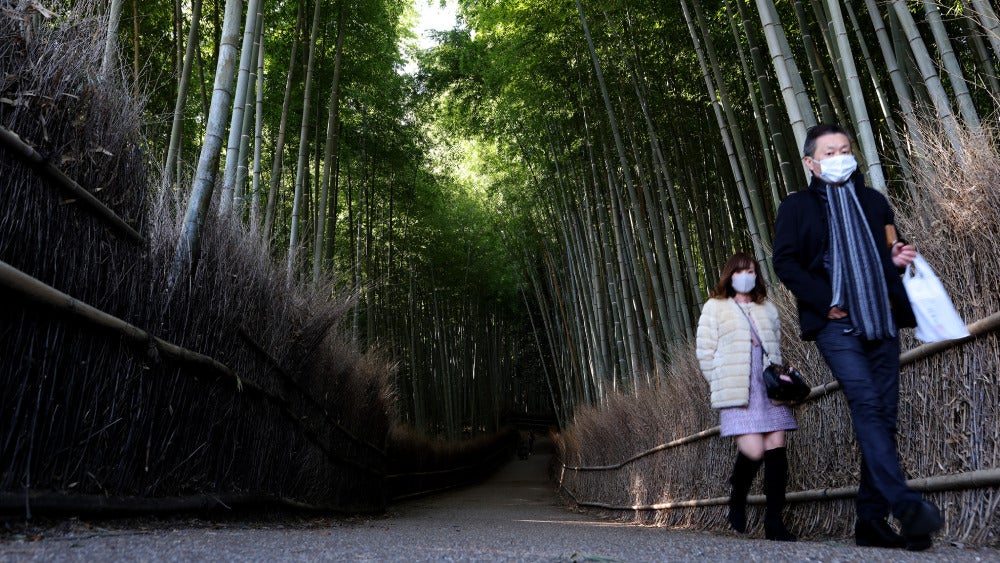 Arashiyama is typically packed with visitors. 