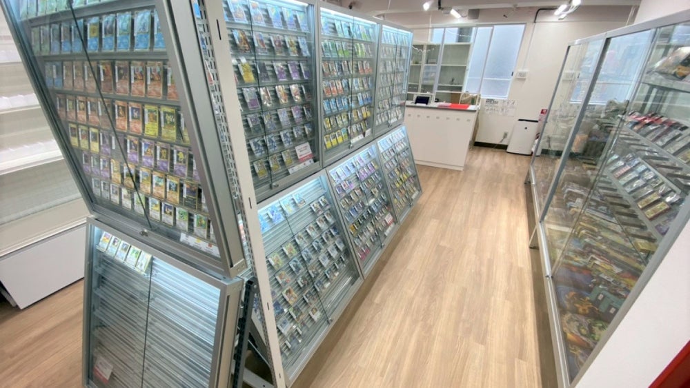 On the second floor, there are older collectible cards for sale. 