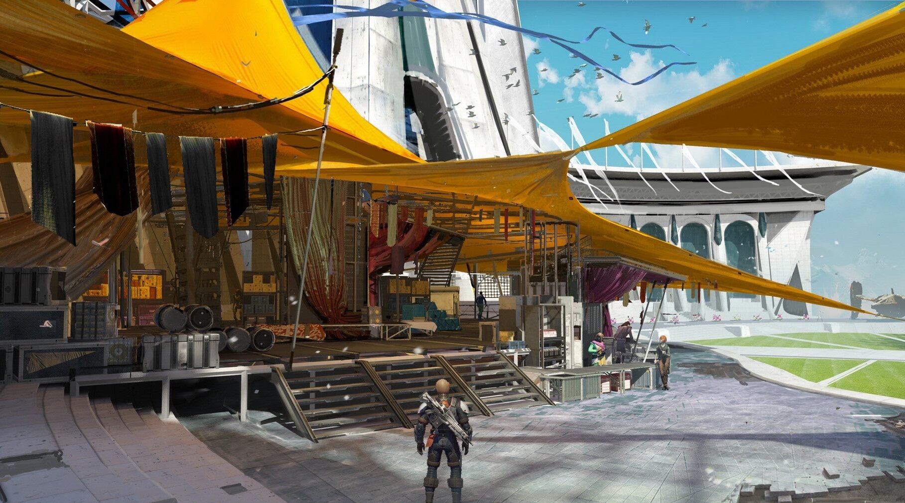 A Guardian walks around the Tower. 