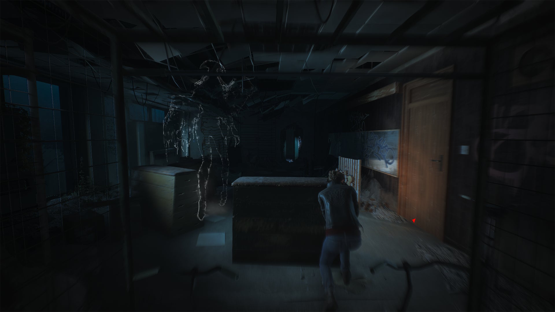 The Creature is invisible in the real world, but still not hard to avoid. 