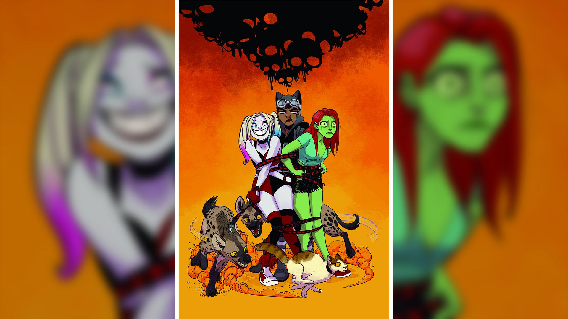 Catwoman also gets dragged into the lovers’ Thelma & Louise road trip, much to her surprise.