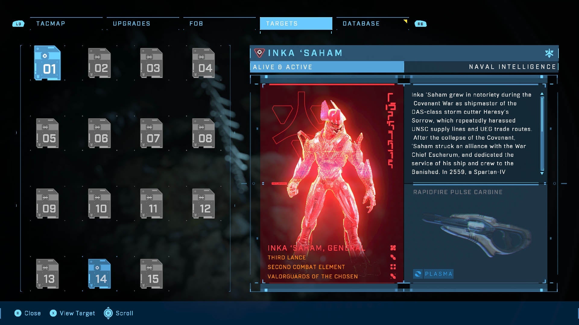 Halo lore fans shouldn’t miss out on the narrative dossiers comprising the “targets” menu.